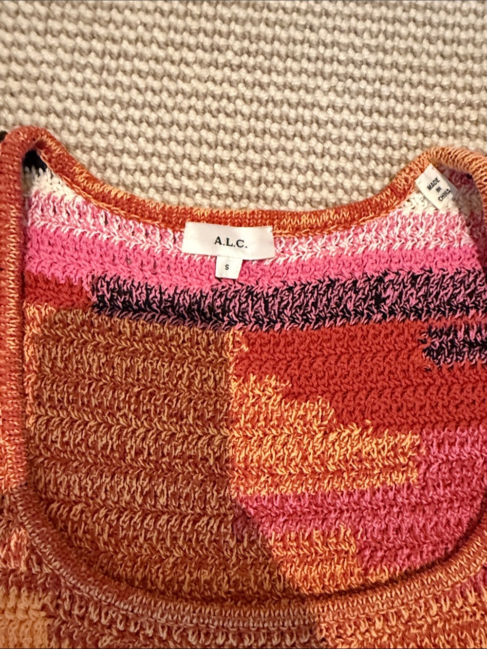 A.L.C. Multicolor Knit Maxi Skirt — Pink, Orange & Black Abstract - Picture 4 of 6
